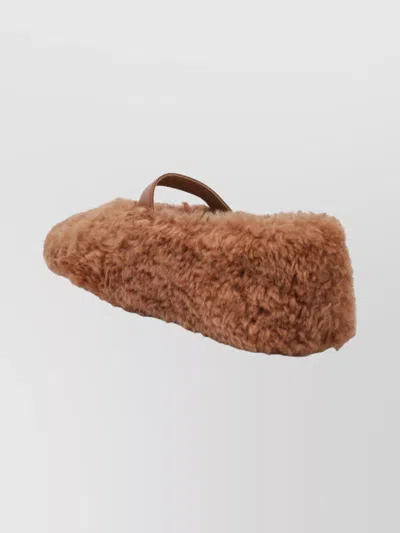 Ferragamo Ballerina Shoes With Buckle And Faux Fur In Animal Print