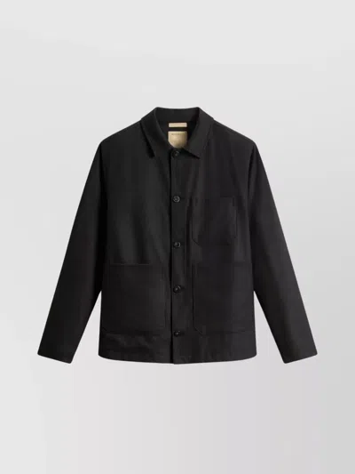Woolrich Stylish Jacket With Chest And Front Pockets In Black