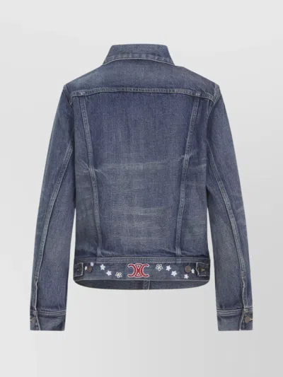 Celine Vintage Inspired Denim Jacket Pockets In Blue