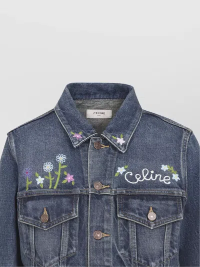 Celine Vintage Inspired Denim Jacket Pockets In Blue