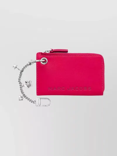 Marc Jacobs Zip Wallet With Keyring And Metal Charm In Pink