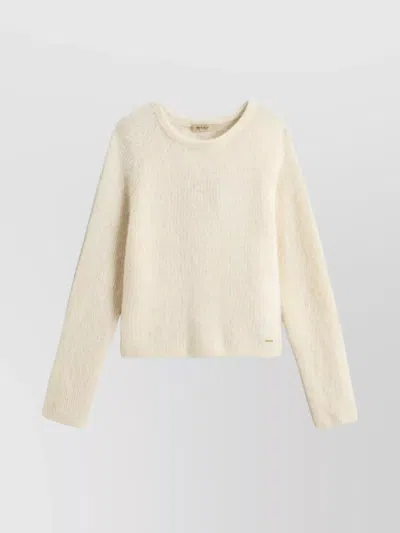 Woolrich Garment-dyed Crew Neck Sweater In Alpaca And Wool Blend In Neutral