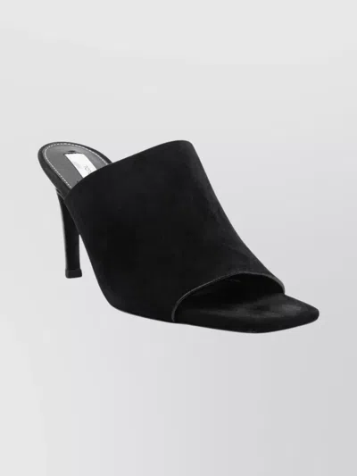 Totême Sculpted Heel Suede Mules With Toe Strap In Animal Print