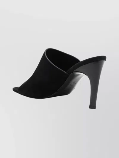 Totême Sculpted Heel Suede Mules With Toe Strap In Animal Print