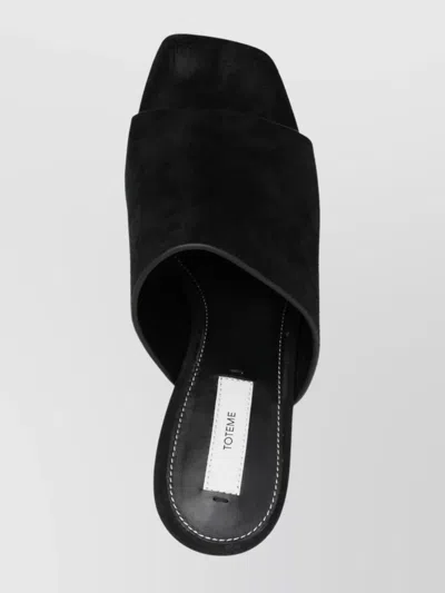 Totême Sculpted Heel Suede Mules With Toe Strap In Animal Print