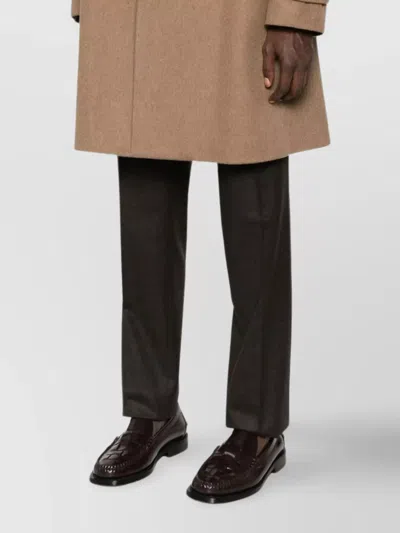 Lardini Single-breasted Wool Coat Featuring Back Vent In Brown