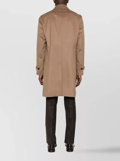 Lardini Single-breasted Wool Coat Featuring Back Vent In Brown
