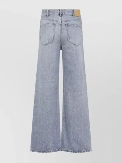 Celine Flared Leg Trousers With Front And Back Pockets In Blue