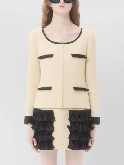 Valentino Textured Fabric Jacket Featuring Pockets In Neutral