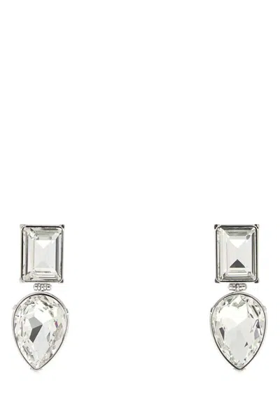 Alexander Mcqueen Geometric Crystal Stud Earrings In Metallic