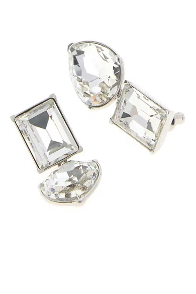 Alexander Mcqueen Geometric Crystal Stud Earrings In Metallic