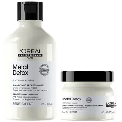 L'oreal Professionnel Metal Detox Clarifying Shampoo 300ml & Hair Mask 150ml, Prevent Breakage & Colour Fade From Hard Wat
