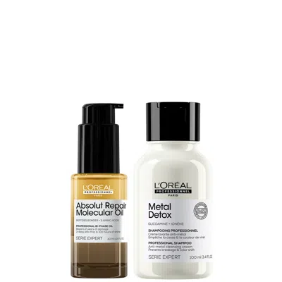 L'oreal Professionnel Mini Protect & Repair Set: Metal Detox Clarifying Shampoo 100ml & Absolut Repair Molecular Hair Oil