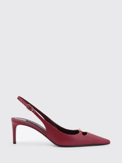 Dolce & Gabbana Leather Slingback Metal Logo In Animal Print