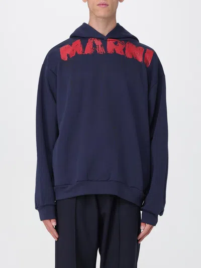 Marni Sweatshirt With Maxi Logo Print In Blue