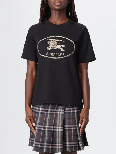 Burberry Black T-shirt With Equestrian Knight Design