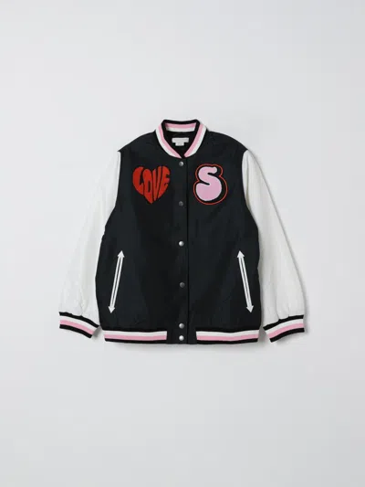 Stella Mccartney Love Heart Varsity Jacket In Black