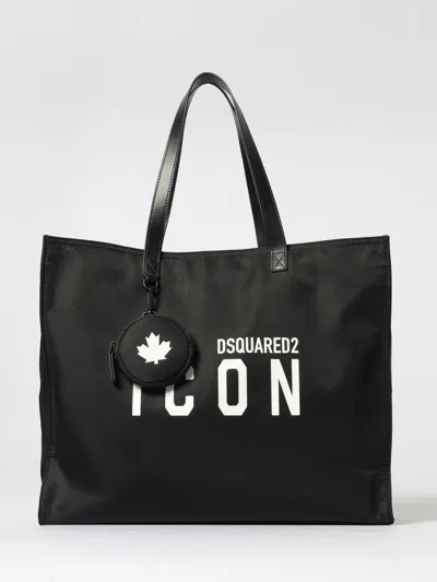 Dsquared2 Black Tote Bag With Icon Logo Print In Black