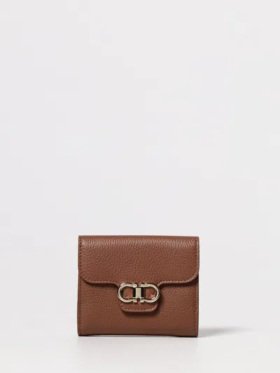 Ferragamo Gancini Leather Wallet In Brown
