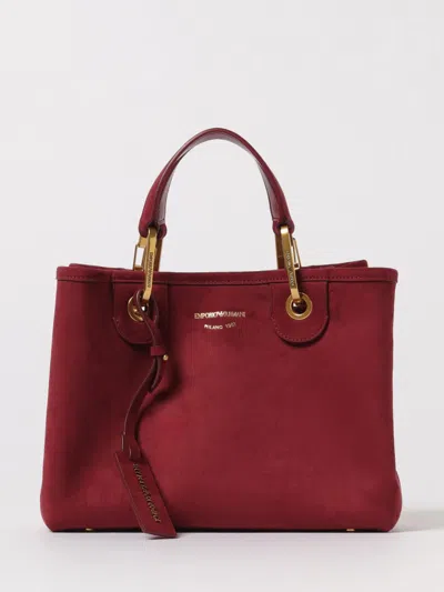 Emporio Armani Faux Leather Small Myea Bag In Burgundy