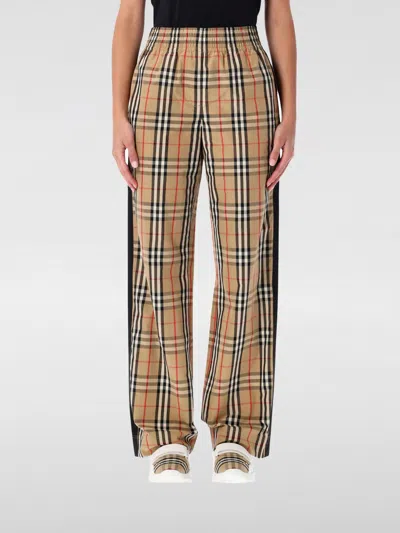 Burberry Checked Pattern Wide Leg Trousers In Brown