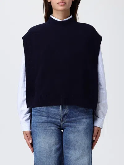 Apc A.p.c. Navy Blue Wool Mathilde Vest In Black