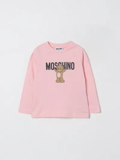 Moschino Teddy Logo Cotton T-shirt In Pink