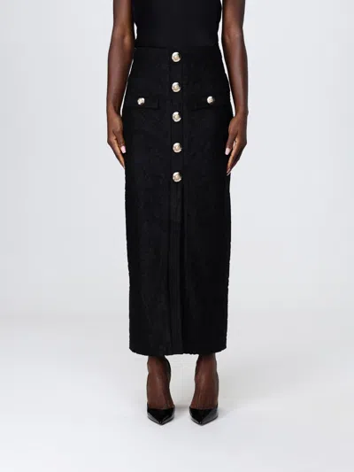 Balmain Baroque Buttoned Pencil Skirt In Black