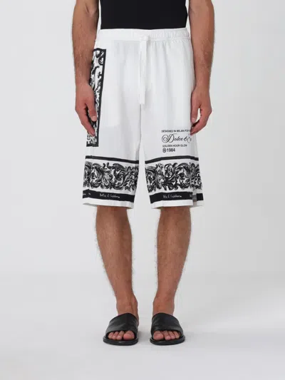 Dolce & Gabbana Majolica-print Double Piqué Bermuda Shorts In White
