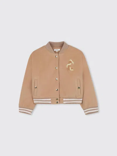 Chloé Peach-pink Wool Blend Bomber Jacket In Brown