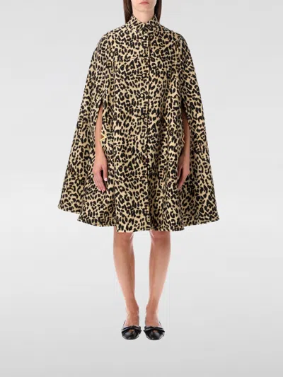 Valentino Animal-print Wool Cape In Brown