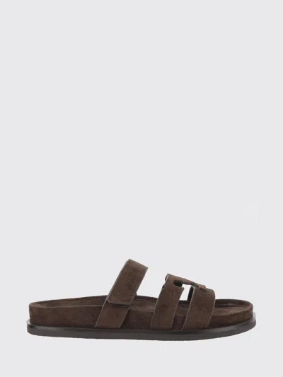 Tory Burch Ines Sport Brushed Suede Sliders In Brown
