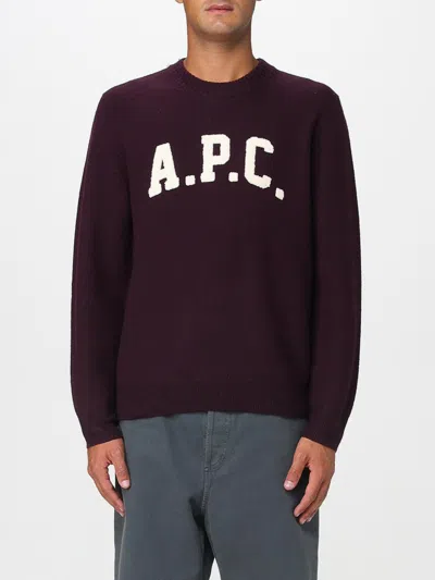 Apc Plum Wool Jay Sweater In Burgundy