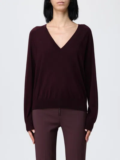 Elisabetta Franchi Maglia Con Scollo A V In Misto Lana In Brown