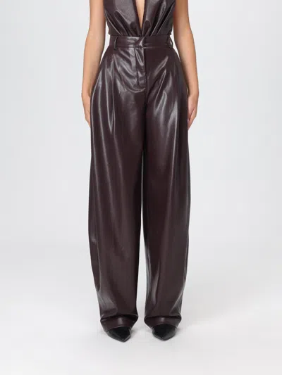 The Andamane Maxi Flare Vegan Leather Trousers In Burgundy