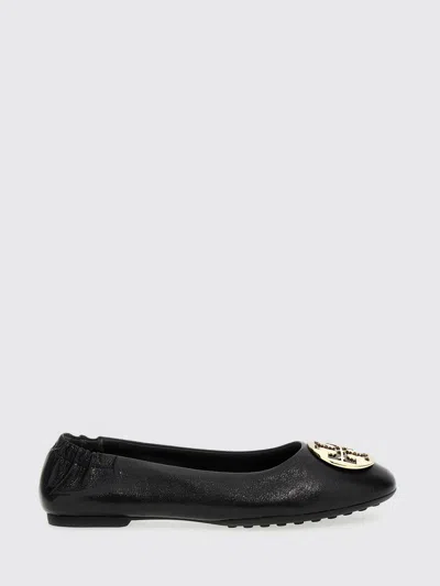 Tory Burch Leather Ballerinas With Metal Logo On The Front In Multi