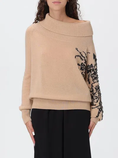 Ermanno Scervino Cashmere Sweater With Boat Neck Design In Neutral