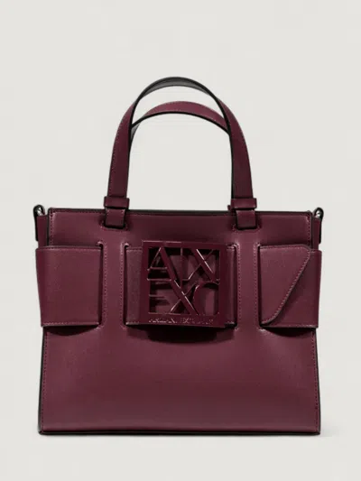 Armani Exchange Logo-plaque Tote Bag In Burgundy