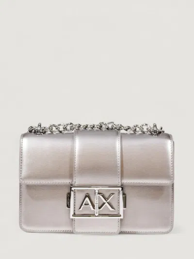Armani Exchange Logo-plaque Mini Crossbody Bag In Silver