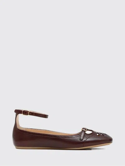 Chloé Flat Shoe With Burnished Look Made In Italy In Animal Print