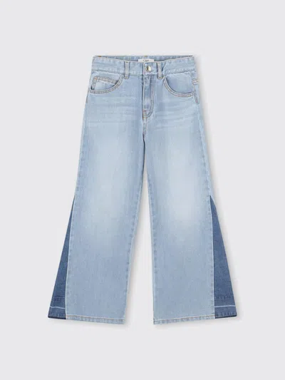 Chloé Patchwork Wide-leg Jeans In Blue
