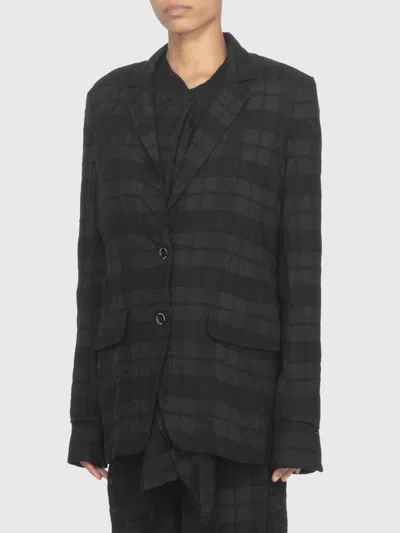 Uma Wang Long Blazer With Notched Lapels And Pockets In Animal Print
