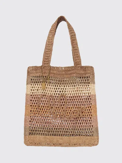 Chloé Chloe Women Embroidered Raffia Small Summer Banana Shopping Bag In Brown