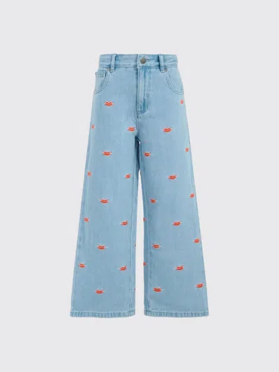 Stella Mccartney Embroidered Lip Jeans In Blue