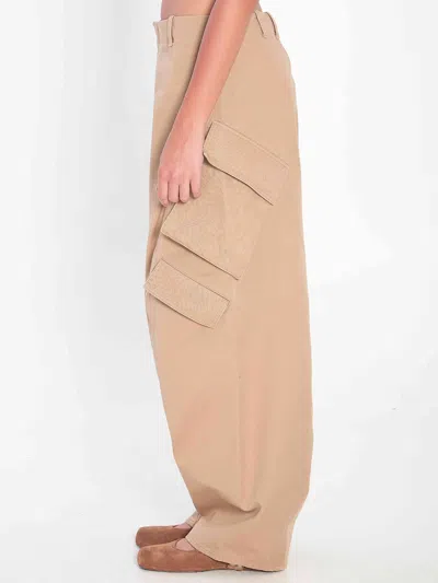 Alaïa Alaia Women Rounded Cargo Trousers In Nude