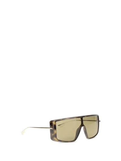 Alexander Mcqueen Women Havana T-bar Visor Sunglasses In Brown