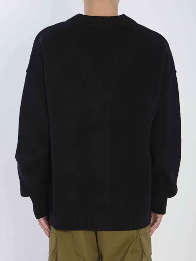Ami Alexandre Mattiussi Ami Paris Ami Paris De Coeur Wool Cardigan In Black