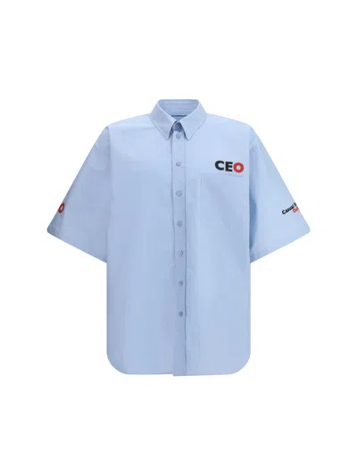 Balenciaga Ceo Uniform Logo Shirt And Blouse Light Blue In Blue