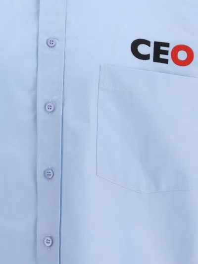 Balenciaga Ceo Uniform Logo Shirt And Blouse Light Blue In Blue