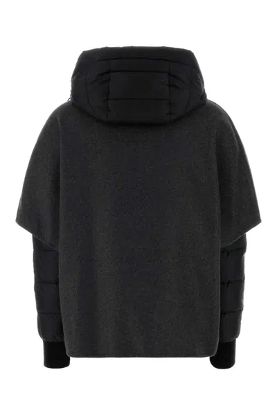 Moorer Hooded Down Jacket Featuring Quilted Sleeves In Black